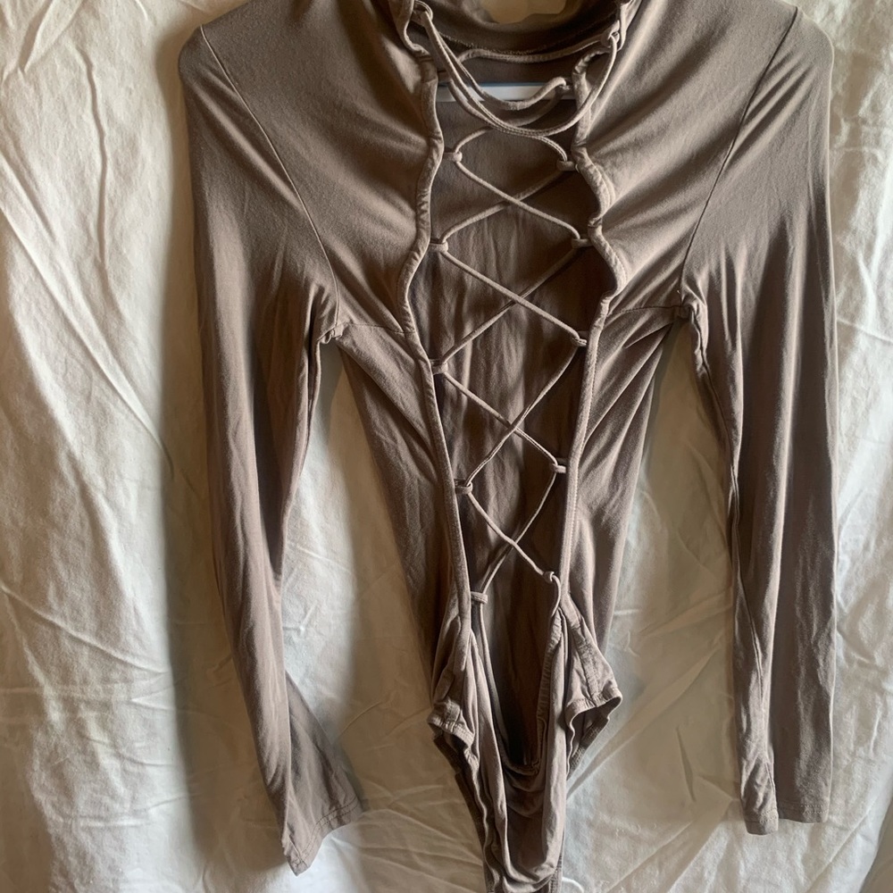 Open back Mock neck bodysuit